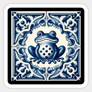 Delft Tile With Dotted Frog No.1 Sticker